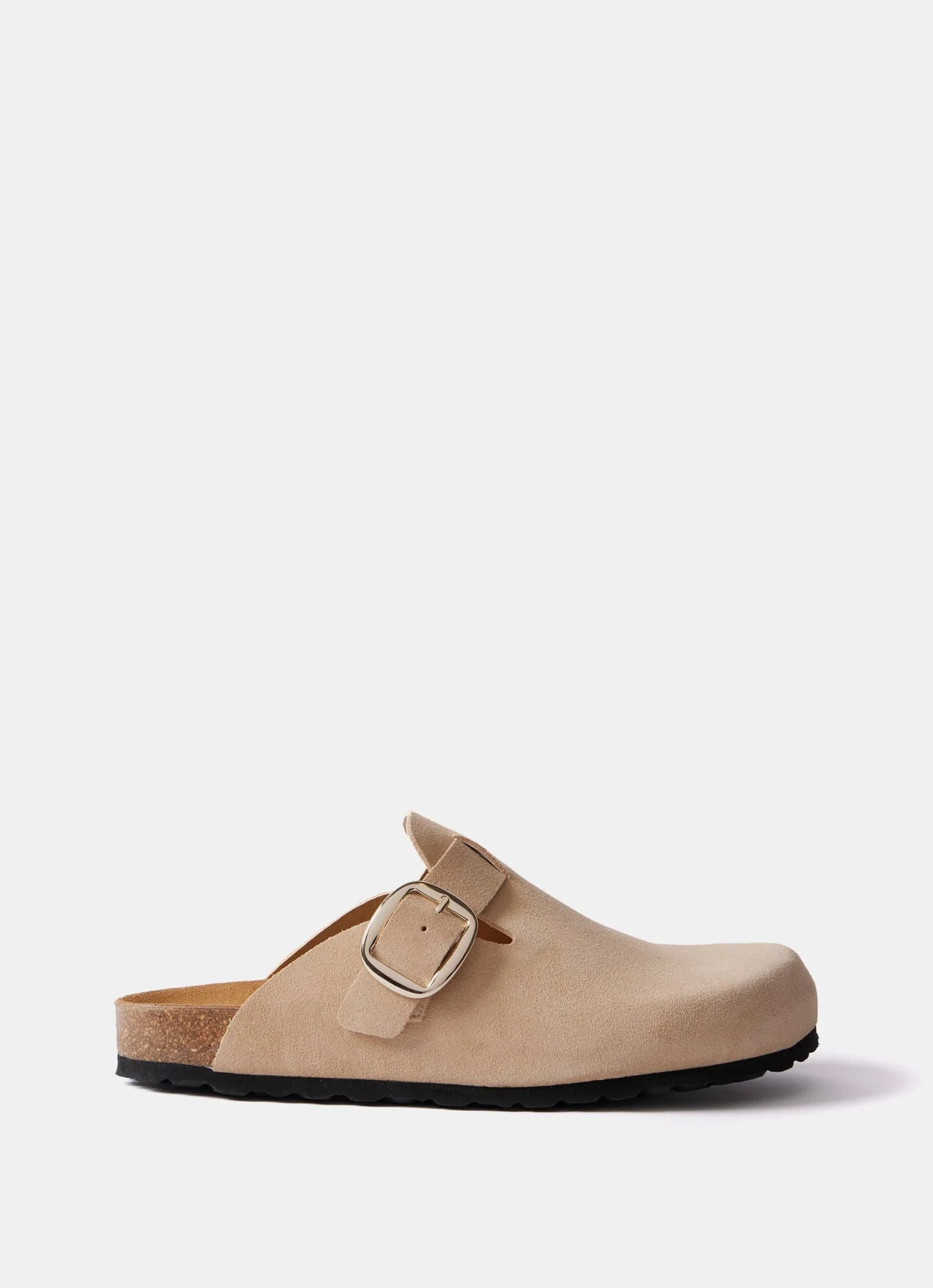 Neutral Suede Buckled Clogs | Mint Velvet