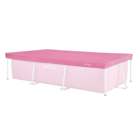 INTEX 8.5ft x 5.3ft Rectangular Outdoor Backyard Swimming Pool Debris Cover, Pink | Walmart (US)