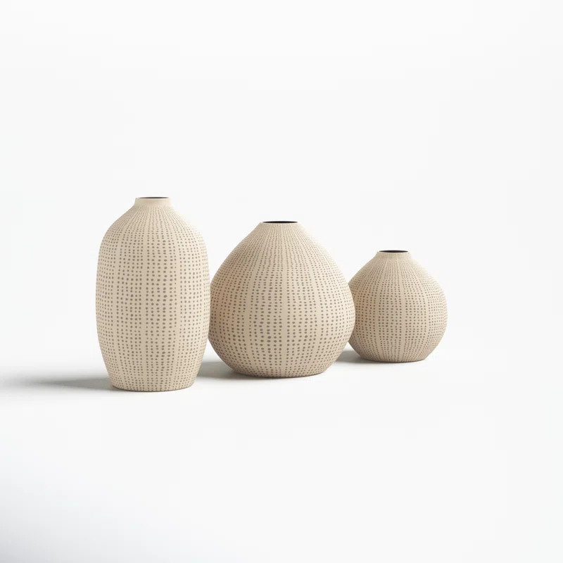 3 Piece Beige Stoneware Table Vase | Wayfair North America