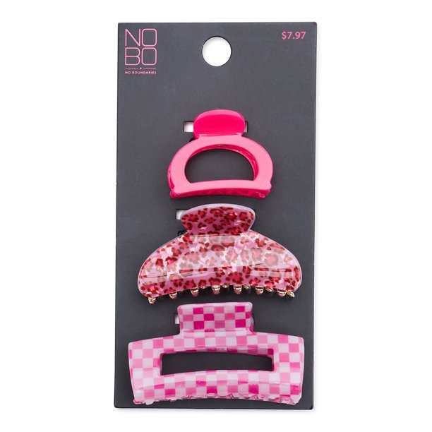 No Boundaries Juniors Claw Hair Clips, 3-Pack | Walmart (US)