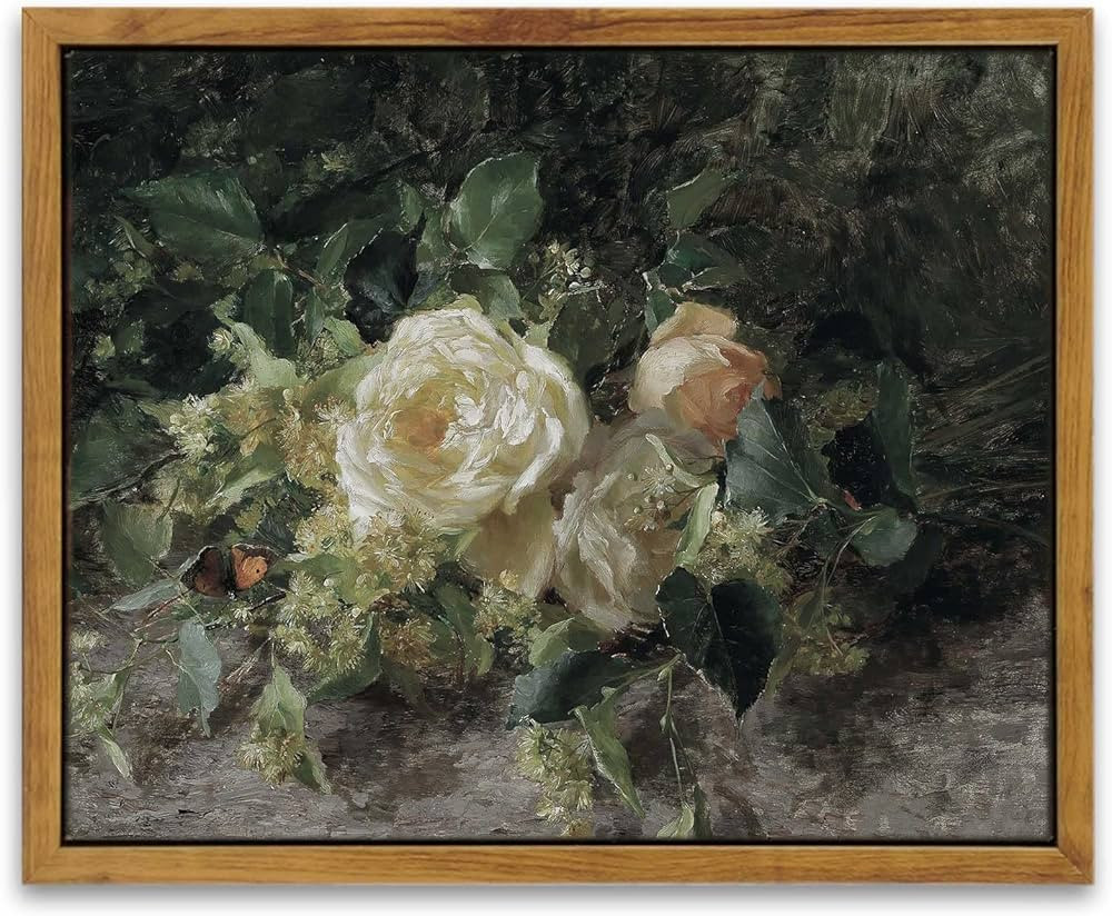 InSimSea Framed Wall Art Home Decor Classical Oil Painting A Bouquet of Roses Canvas Prints Wall ... | Amazon (US)