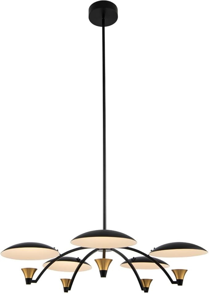 Kalco 513671BWB Redding Chandelier, 1-Light LED 28 Watts, Matte Black w/White and Brass Accent | Amazon (US)