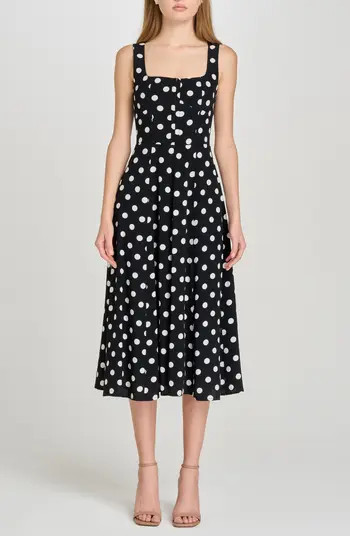 WAYF Leonie Polka Dot Corset Midi Dress | Nordstrom | Nordstrom