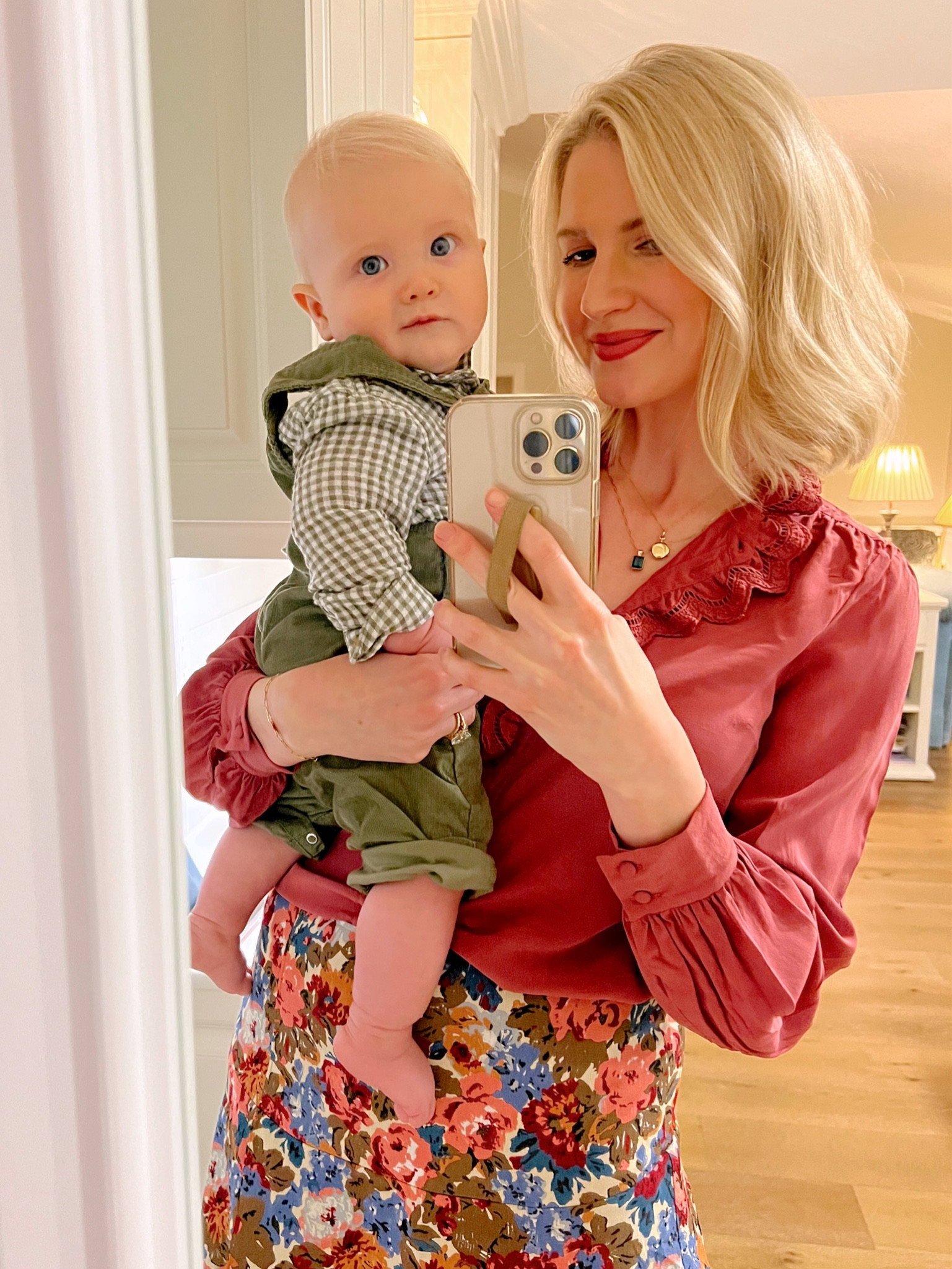 Festive floral skirt, silk shirt, baby overalls 

#LTKSeasonal #LTKHoliday #LTKbaby