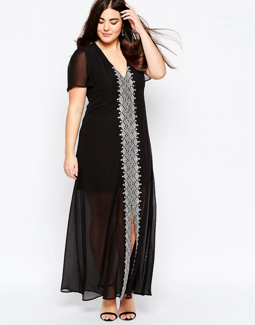 ASOS CURVE Premium Maxi Dress With Graphic Embroidery | ASOS US