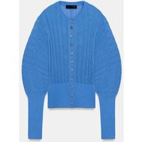 Zara - Accordion Sleeve Cardigan - Light Blue - S - Woman | Zara US