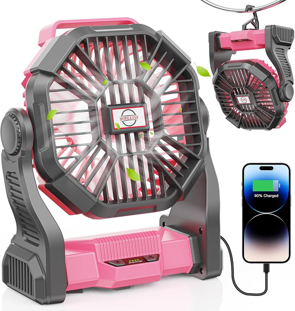 Camping Fan with LED Lantern, 10400mah Portable Battery Operated Outdoor Fan, Personal Rechargeab... | Amazon (US)