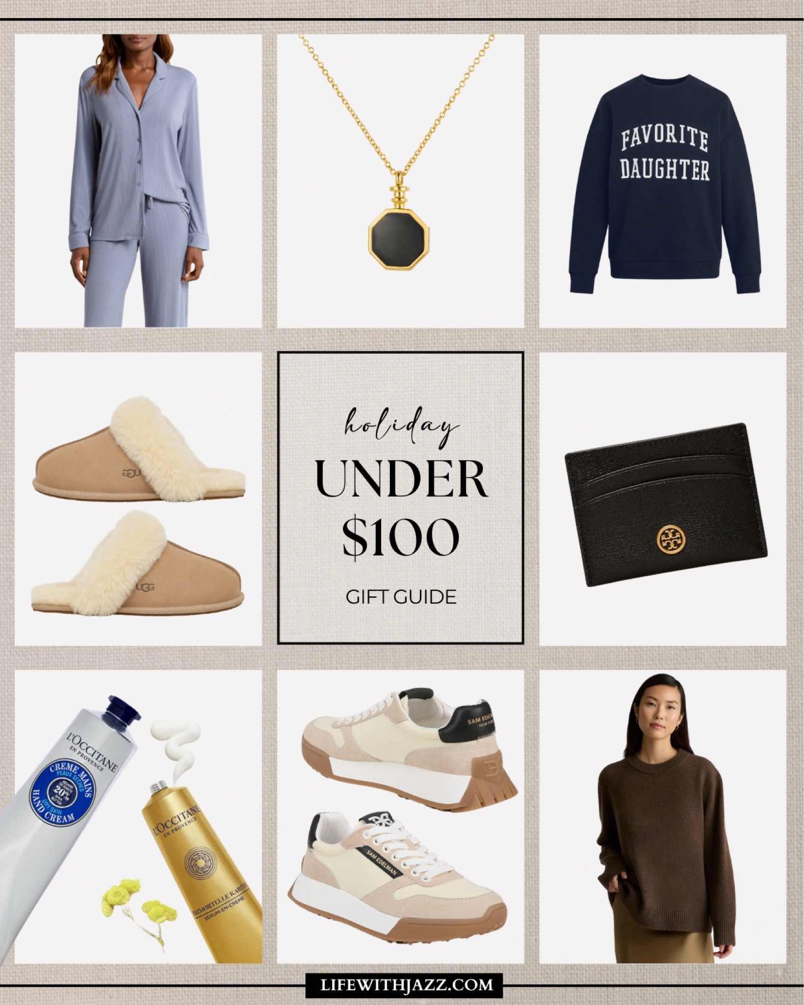 holiday gift guide: under $100 

Pajamas / sweatshirt / necklace / Ugg slippers / loccitane / sneakers / oversized sweater / card wallet 

#LTKFindsUnder100 #LTKGiftGuide