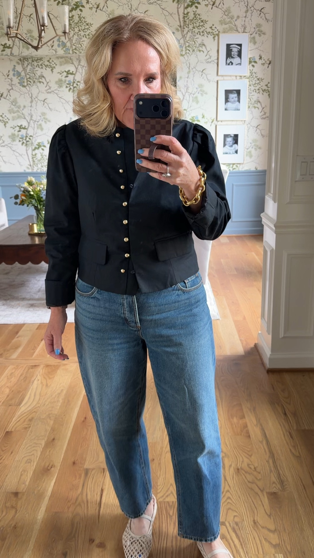 Jacket but can also we worn as a top size 20 petite not heaven and lined 
Jeans size 28 petite size down 
The woven ballet flats would work perfect  
New Julie Vos earrings are fantastic 

#LTKSaleAlert #LTKOver40 #LTKootd

#LTKOver40 #LTKSaleAlert #LTKootd