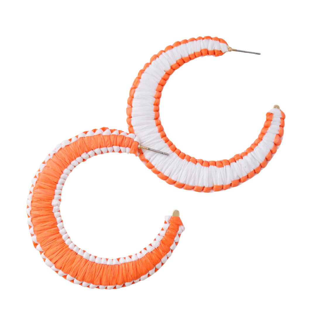 Raffia Hoops - Orange and White | Laura Cox Collection