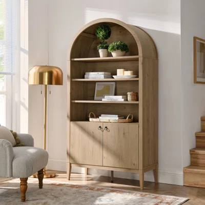 Nolan 74" Tall Arched Storage Display Cabinet Bookshelf | Wayfair North America