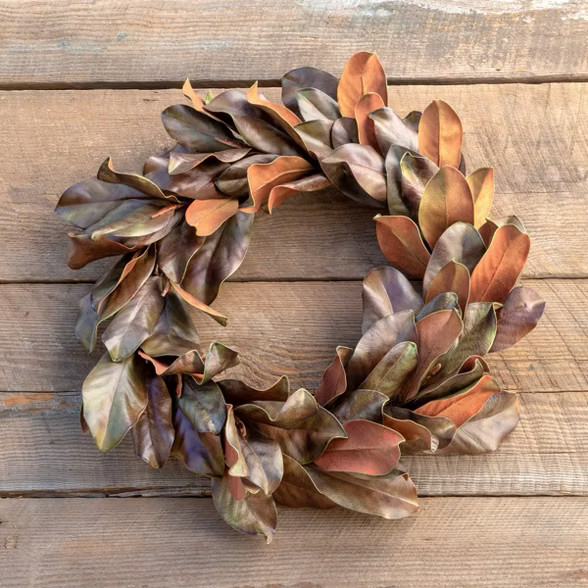 Park Hill Collection Bronzed Magnolia Leaf Wreath | Target
