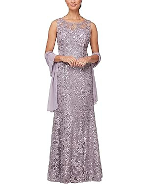 Alex Evenings Women's Long Sleeveless Dress with Shawl | Amazon (US)