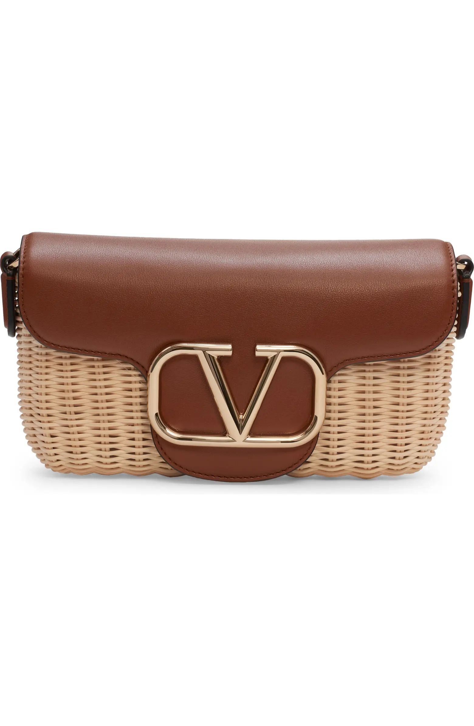 Valentino Garavani Locò Woven Wicker & Leather Shoulder Bag | Nordstrom | Nordstrom