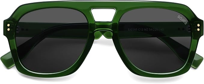 SOJOS Retro Thick Polarized Aviator Sunglasses for Women Men, Large Trendy Bold Square Pilot Shad... | Amazon (US)