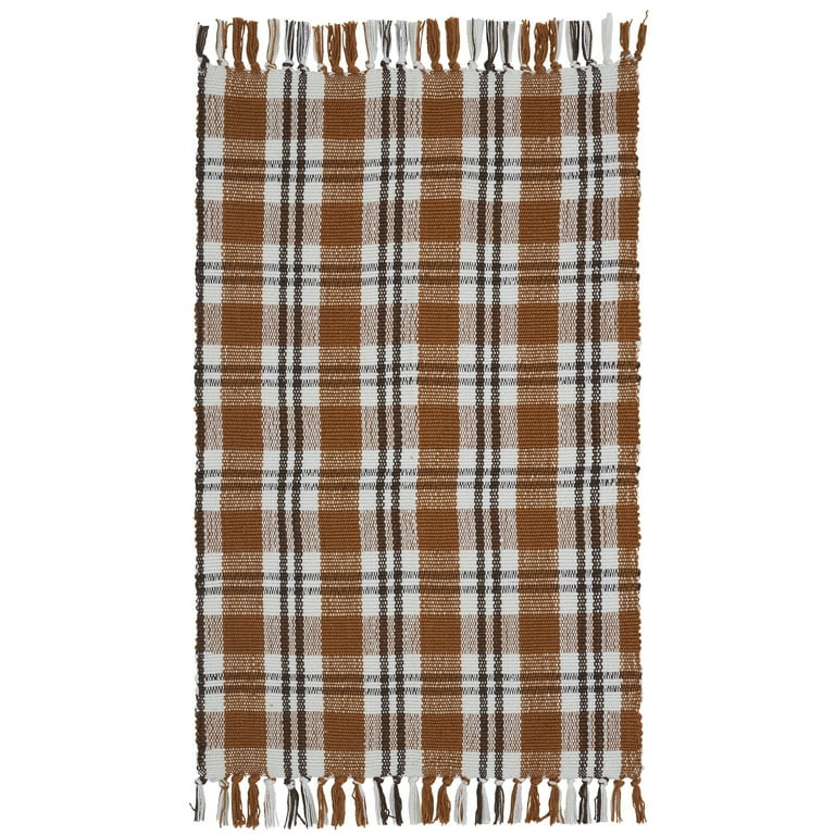 My Texas House Tan Check Indoor/Outdoor Layering Rug, 24" x 38" | Walmart (US)