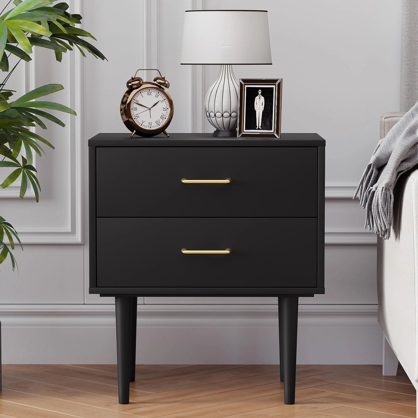 Semiocthome Modern 2 Drawers Nightstand,Classic Bedside Table for Bedroom in Black,Adult,Sturdy W... | Walmart (US)