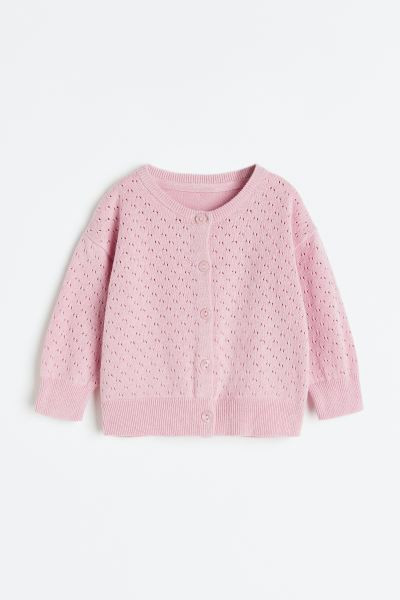 Pointelle-knit Cardigan - Light dusty pink - Kids | H&M US | H&M (US + CA)