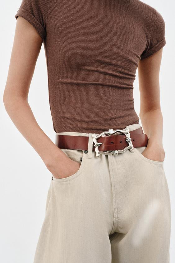 100% LEATHER BELT WITH ORGANIC BUCKLE | Zara US