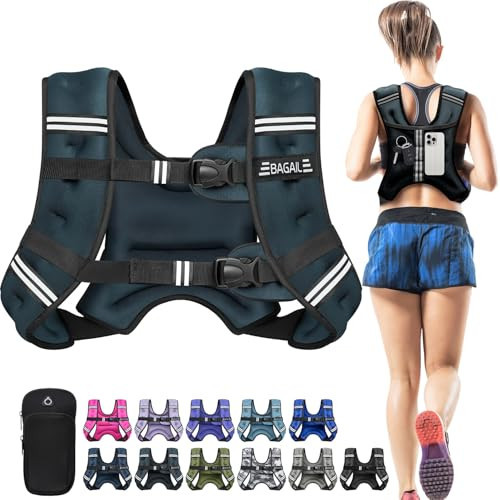 BAGAIL Comfort-Fit Weighted Vest for Woman, Even Weight Distribution, Faster Weight Loss, No-Chafe or Bounce for Walking & Running with Detachable Phone Pouch & Reflective Stripes (Available 5-30lbs) | Amazon (US)