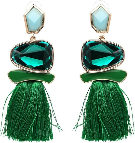 Vintage Drop Dangle Earrings Boho Statement National Style Tassel Earring Rhinestone Rectangle Lo... | Amazon (US)