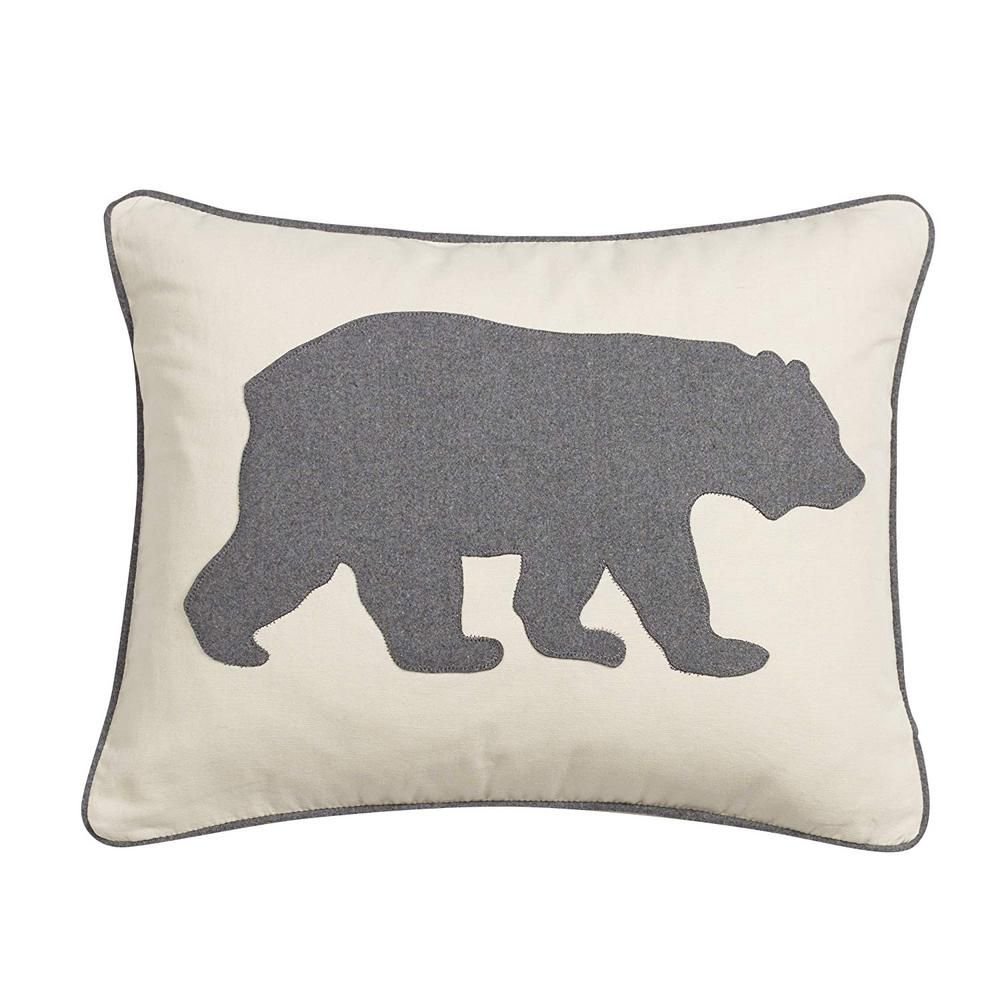 Eddie Bauer Charcoal Bear Animal Print Cotton 16 in. x 20 in. Throw Pillow-216607 - The Home Depo... | The Home Depot
