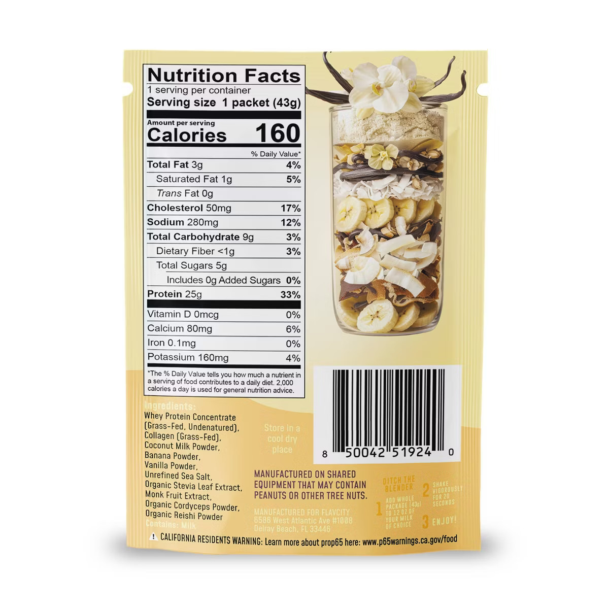 FlavCity Single Serve Protein Smoothie Powder - Vanilla Cream - 43gms | Target