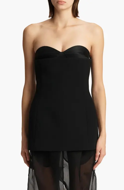 Khaite Ayla Strapless Satin Back Crepe Bustier Top in Black at Nordstrom, Size 0 | Nordstrom