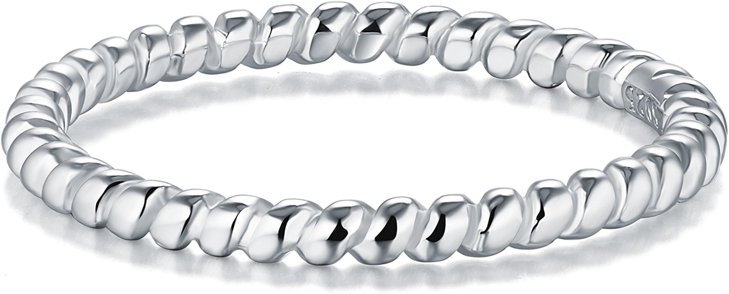 925 Sterling Silver Ring, BORUO Twisted Eternity Band Stackable Rings 2mm Size 4-12 | Amazon (US)