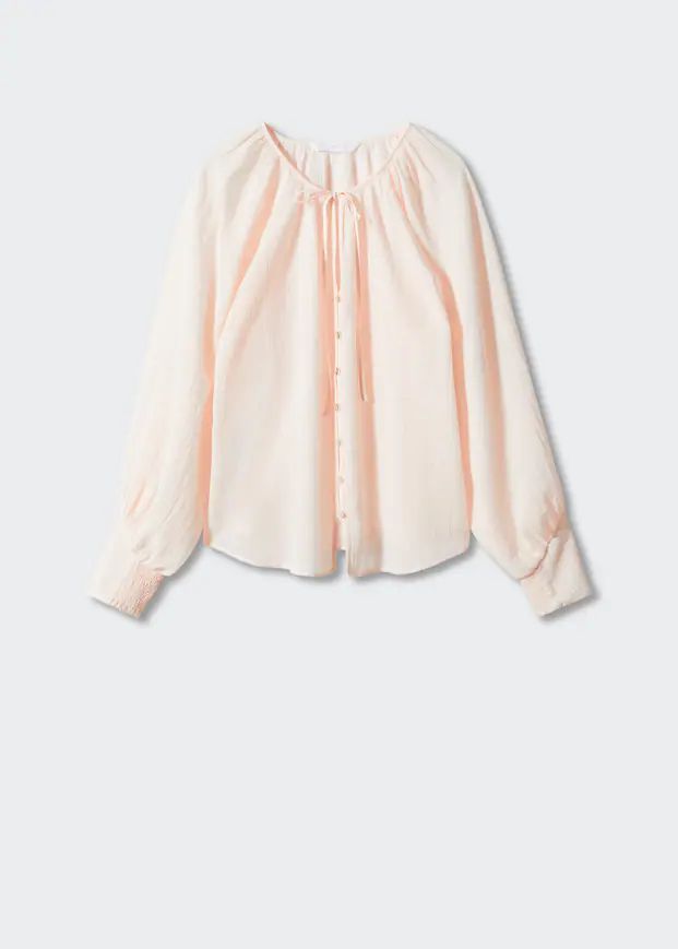 Buttoned textured blouse -  Women | Mango United Kingdom | MANGO (UK)