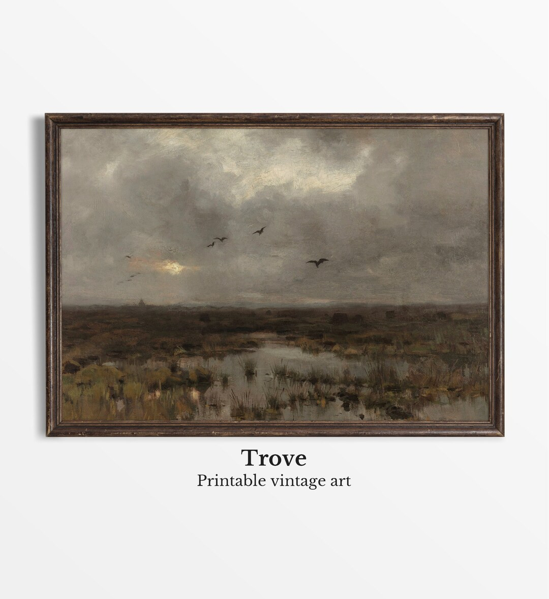 Vintage Moody Wall Art, Rustic Landscape Print, Countryside Oil Painting, Antique Country Farmhou... | Etsy (US)