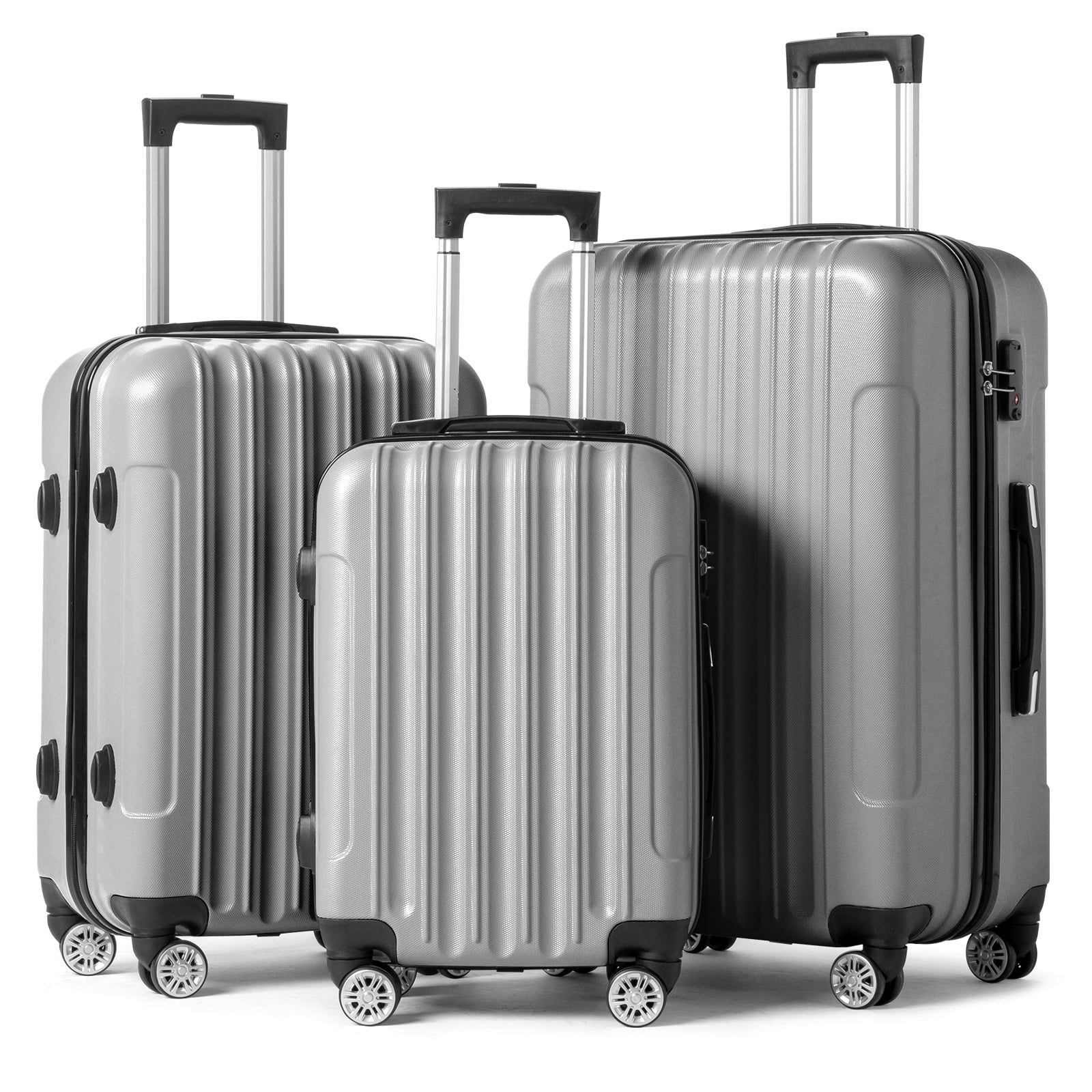 Zimtown 3 Piece Nested Spinner Suitcase Luggage Set With TSA Lock Gray | Walmart (US)