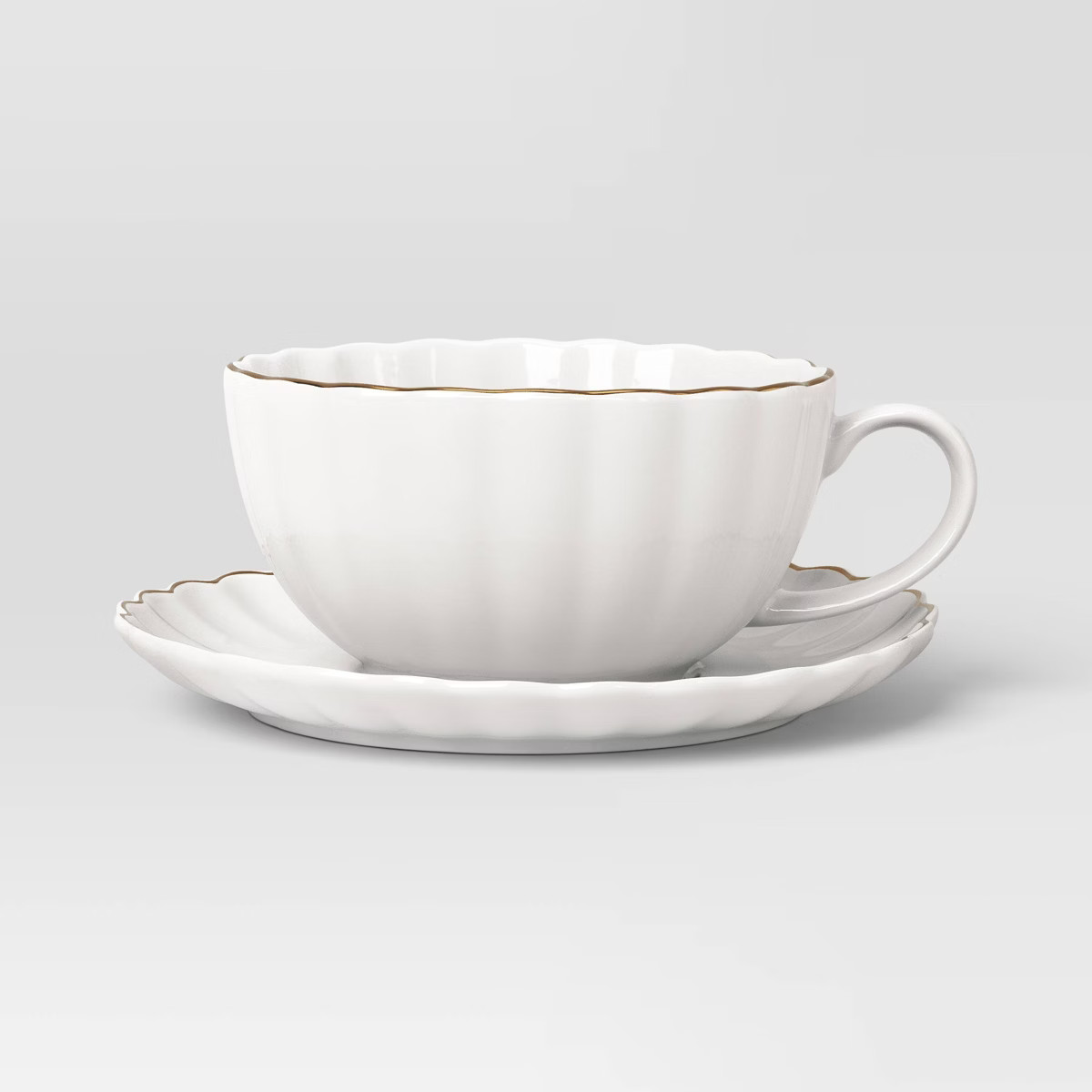 13.1 fl oz Stoneware Tea Cup with Saucer Gold Rim - Threshold™ | Target