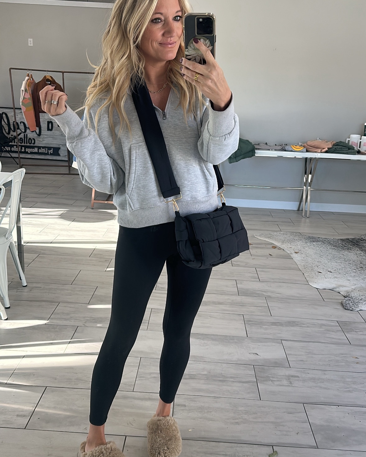 My ride or die leggings - I will scream from the rooftop how good these are and v comparable to a much more expensive version that rhymes with bulumemon saligns😉

Wearing a size small fit TTS.

Top is a good look alike as well. Wearing a small

Favorite cross body bag - I’ve got the small size. Quilted puffer style - fits a ton imo

Also linking my slides even though I can’t find the exact color anywhere anymore :( Linked exact in black and non platform in the color I have on

#LTKItBag #LTKActive #LTKOver40