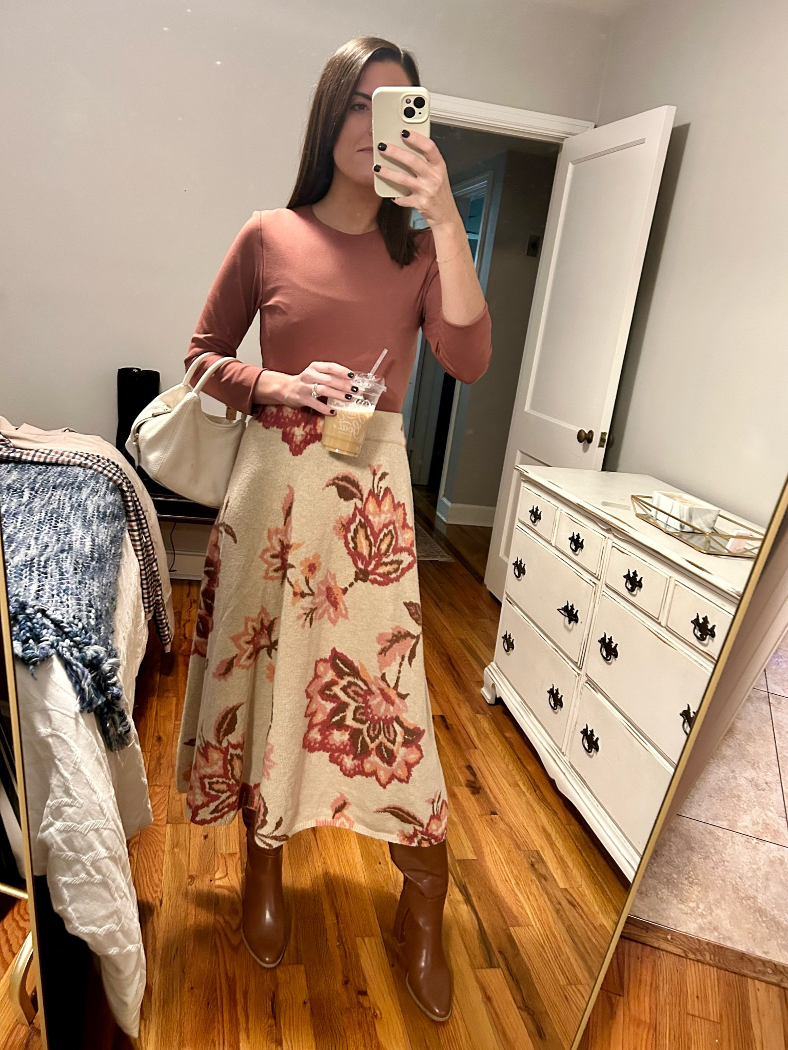 Bodysuit - Target, Small
Skirt - Khols, Small
Boots - Target (old)
Earrings - Amazon 
Trench Coat - Amazon 