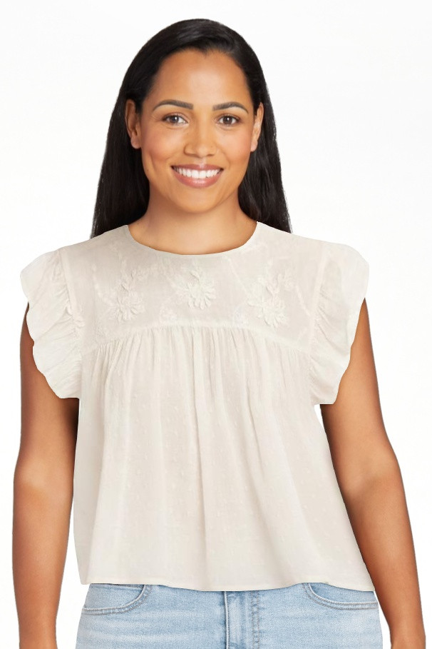 Jessica Simpson Women's Chandler Flutter Sleeve Top, Sizes XS-XL | Walmart (US)