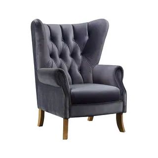 ACME Adonis Round Arm Tufted Accent Chair in Grey - Overstock - 31747359 | Bed Bath & Beyond