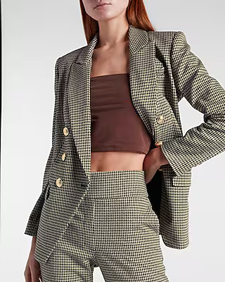 Houndstooth Knit Peak Lapel Double Breasted Blazer | Express