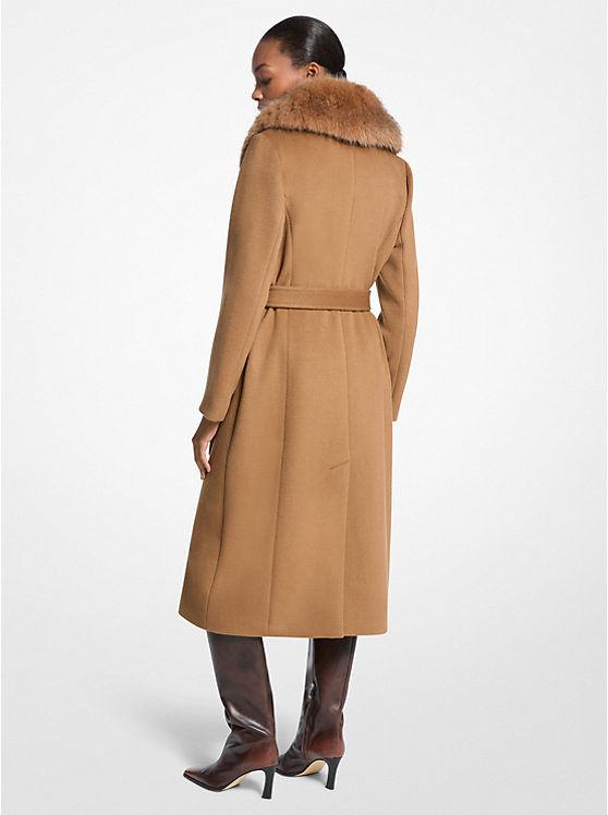 Faux Fur Trim Wool Blend Coat | Michael Kors US