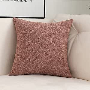 Jeneoo Dusty Rose Decorative Square Thick Accent Throw Pillow Covers Fine Textured Boucle Couch C... | Amazon (US)
