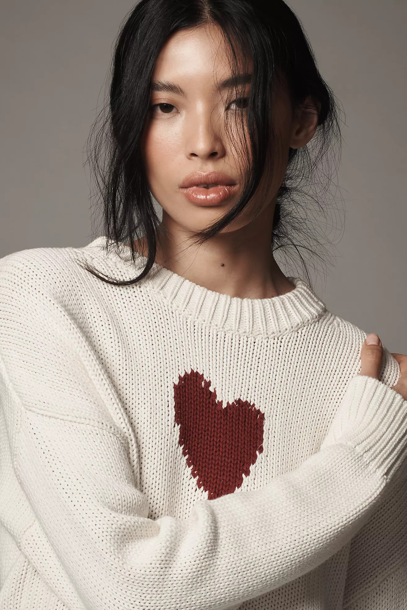 Kerri Rosenthal Lovey Heart Crew-Neck Sweater | Anthropologie (US)