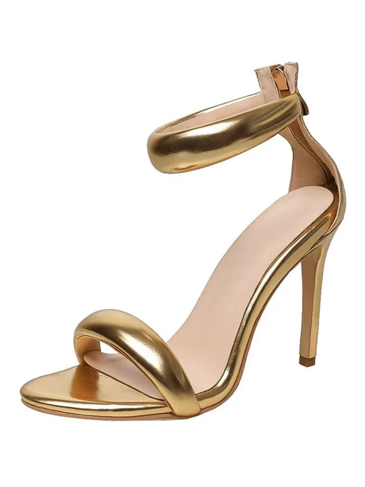 Fashionable Gold Strappy Stiletto Sandals, Open Toe And Ankle Strap, Perfect For Runway Shows | SHEIN