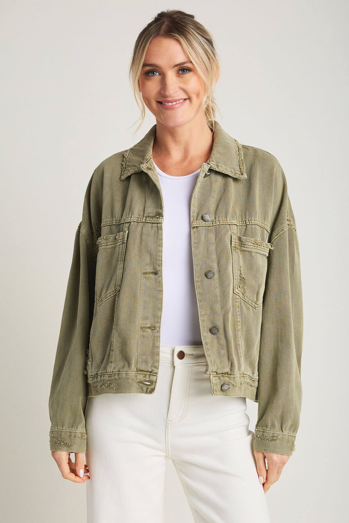 Veveret Oversized Denim Jacket | Social Threads