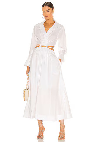 SIMKHAI Alex Pleated Cut Out Dress in White from Revolve.com | Revolve Clothing (Global)