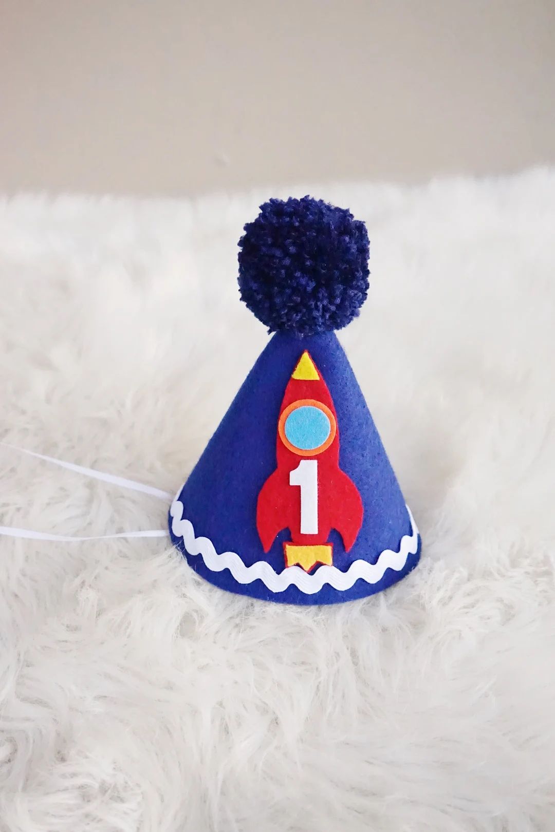 Boys 1st Birthday Navy and Red Felt Party Hat, Boys First Birthday Blue Party Hat, Spaceship Birt... | Etsy (US)