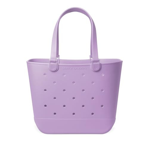 Simple Modern Extra-Large Beach Bag | Waterproof Getaway Rubber Tote with Zipper Pocket for Travel, Pool, Boat, Groceries, Sports | Purple Breeze | Amazon (US)