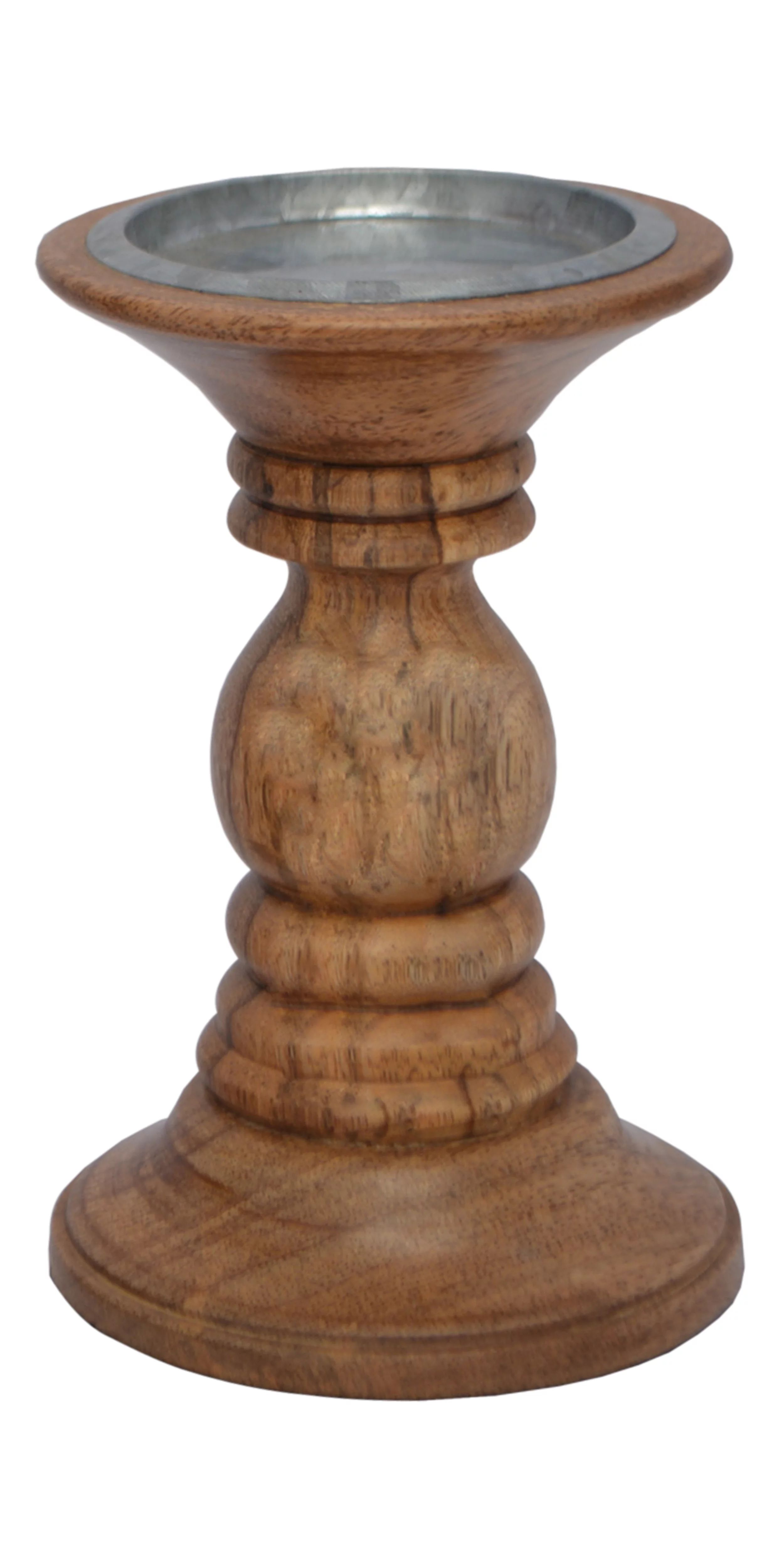 Way To Celebrate Natural Wood Home Decor Pillar Candle Holder, 6.2" | Walmart (US)