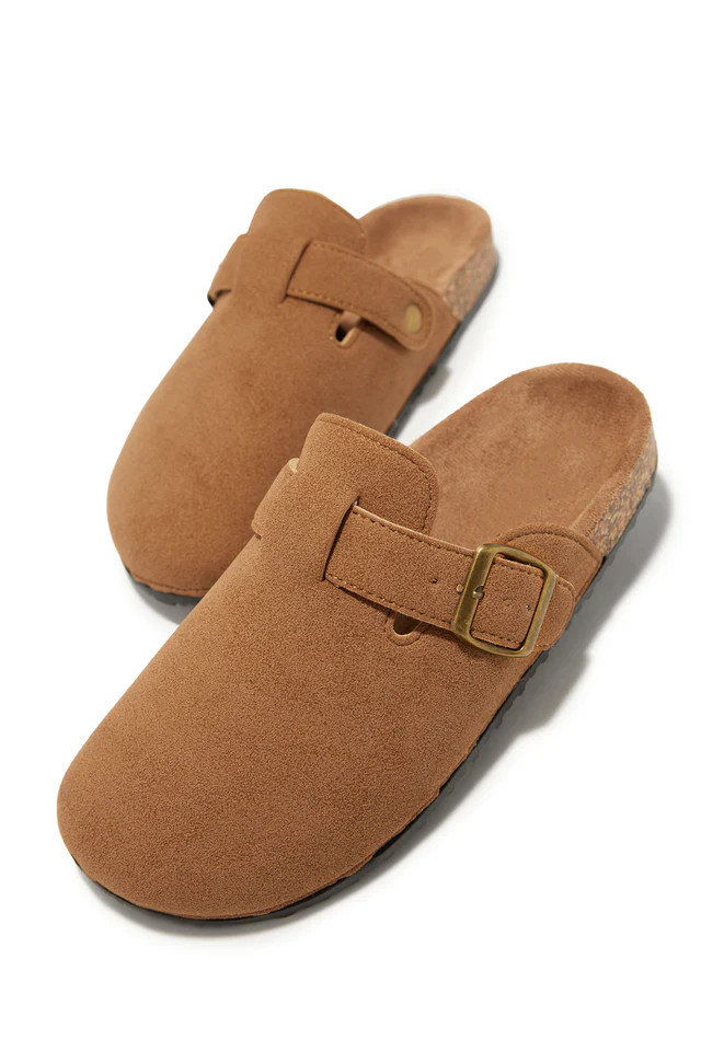 Miss Lola | Always Cozy Tan Slip On Flats | MISS LOLA
