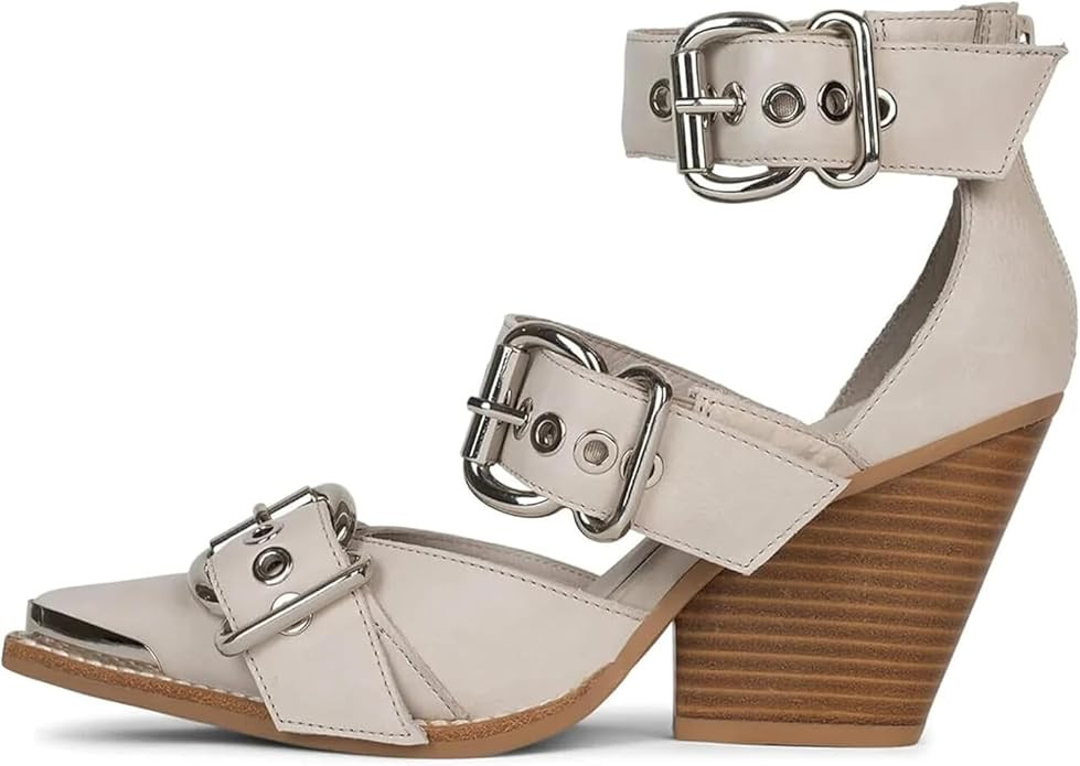 MAVMAX Strappy Heels Western Sandals for Women Chunky Heel Pumps Thick Closed Pointed Toe Heels M... | Amazon (US)