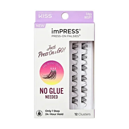 KISS imPRESS Falsies Press On Self Adhesive Eyelashes Edgy Black 12 Lash Clusters | Walmart (US)